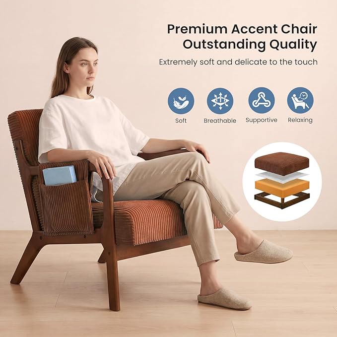 DUMOS Accent Chairs Set of 2, Mid Century Modern Accent Chair - Image 3