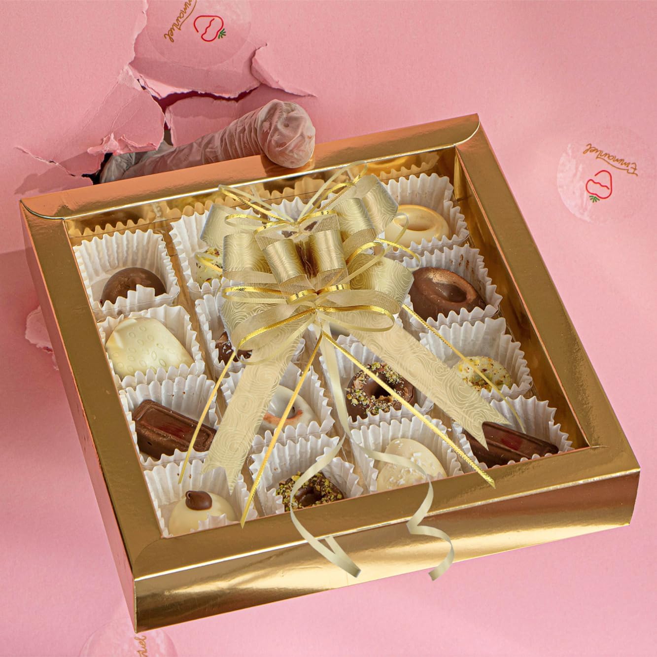 WEWILUCK Bows for Gift Wrapping, 15PCS Gold Bows for Gifts, Presents, Gift Baskets, Large Bow for Birthdays, Parties, Christmas, and Everyday(Gold with Rose Pattern, 6 inches)