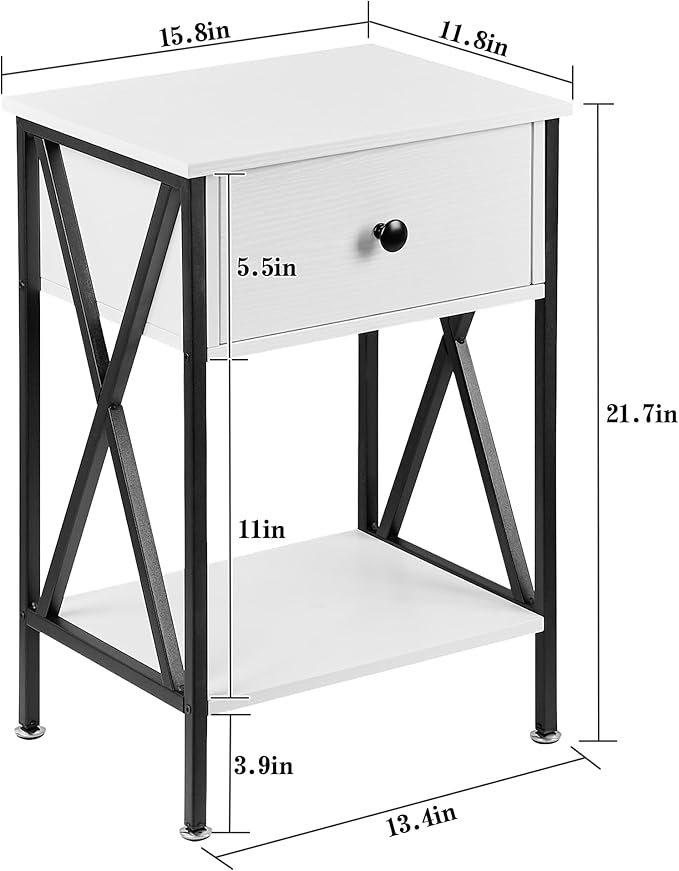 VECELO Nightstands Set of 2, Modern Bedside End Tables, Night Stands - Image 3