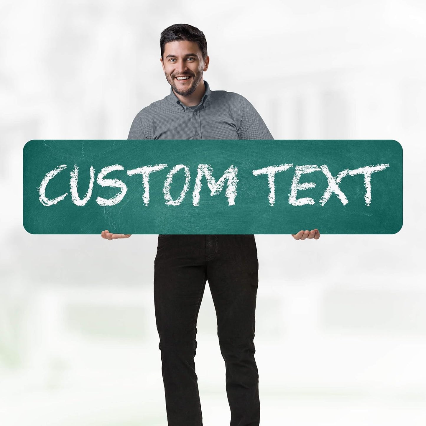 Custom Sign, Custom Street Sign, 11 Font Colors, 13 Font Styles, 4 Hole Options, 22 Sizes, 12x48 Inches, Rust Free DiBound, Fade Resistant, Made in USA by My Sign Center (Chalkboard Green)