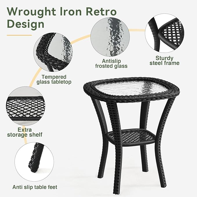 Aoxun 3 Pieces Patio Furniture Set, Patio Swivel Rocker Chairs Set of 2 - Image 7