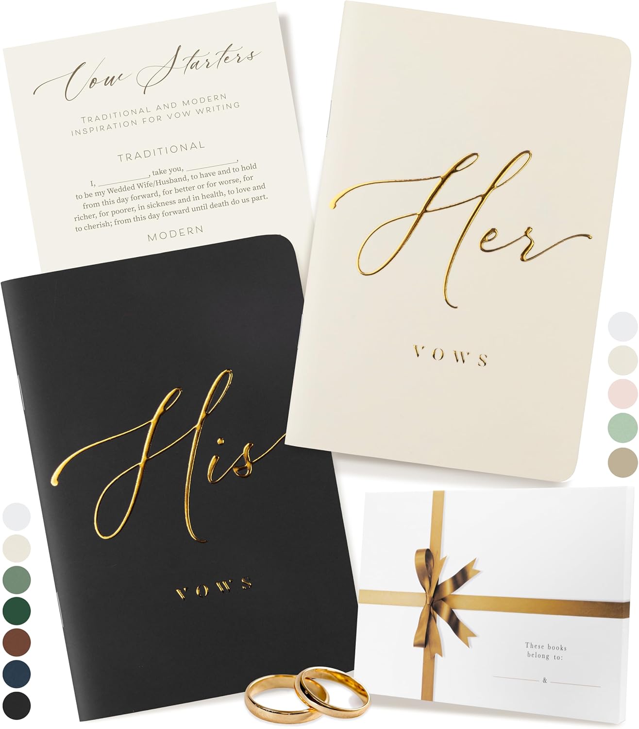 ARTESORI Premium Wedding Vow Book for Her & Him, Soft Touch, Gold Foil, 28 Lined Pages, Wedding Vow Books His and Hers, Wedding Essentials, Wedding Registry Ideas, His and Hers Gifts [Ivory & Black]