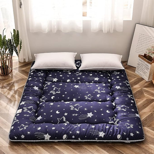 MAXYOYO Navy Star Futon Mattress Japanese Floor Mattress Tatami Floor Mat by MAXYOYO