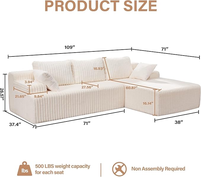 Modular Sectional Sofa Couches L-Shape Couch - Image 2