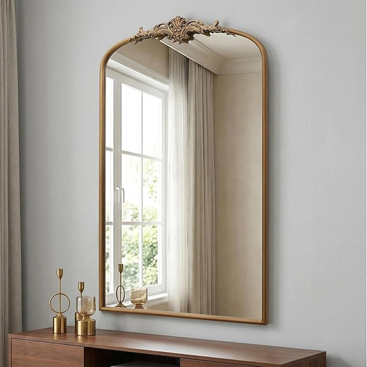 Besdomus Vintage Gold Arched Mirror: 24"x42" French Large Arch Gold Antique by Besdomus