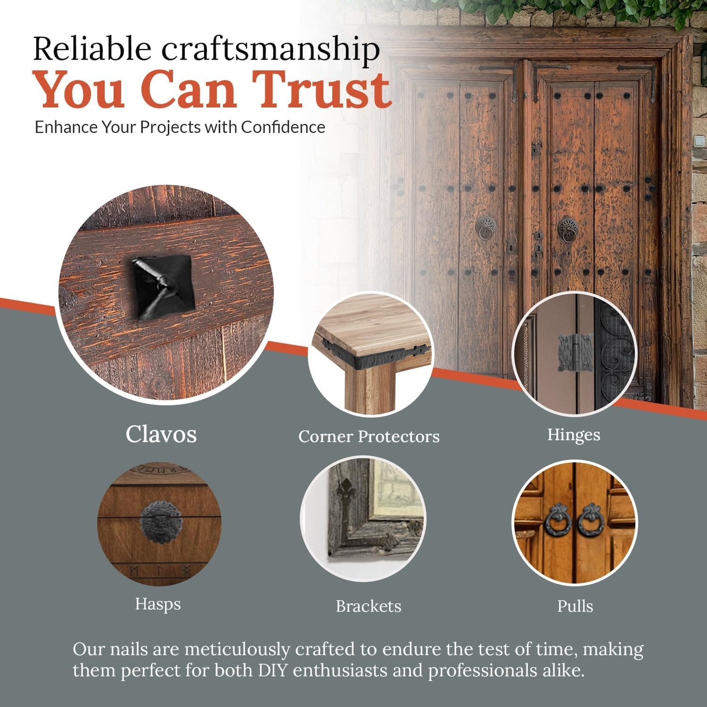 25 Pack 2" Square Head Iron Clavos Decorative Nails – Black – Handmade Rustic Square Fasteners for Farmhouse Shutters, Faux Wood Beams, Barn Doors, Shutters, and Gates – Ornamental Wood Accent