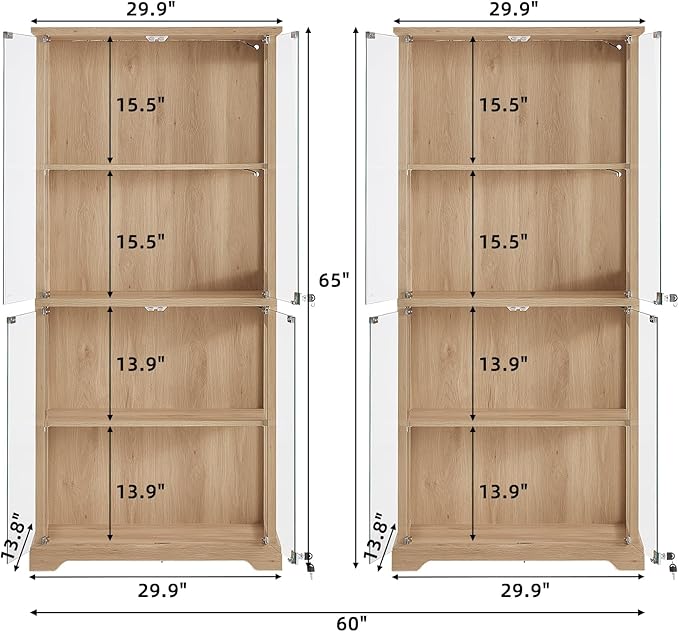 LELELINKY Farmhouse Display Cabinet Set of 2 - Image 3