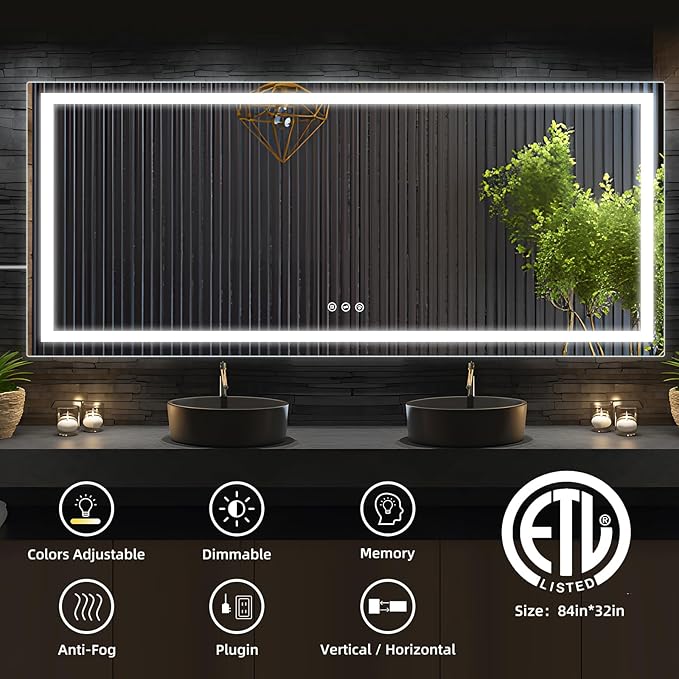 84" L x 32" W LED Bathroom Mirror - Image 2