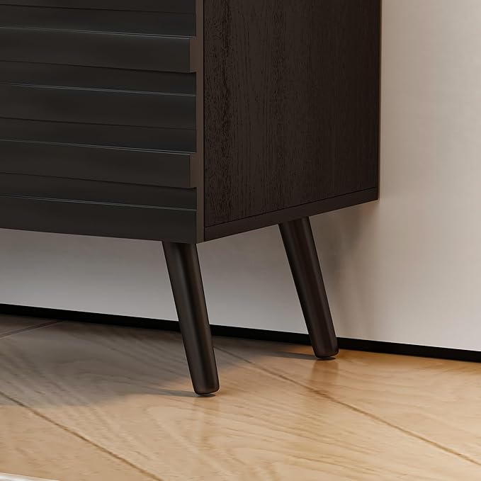 Fluted Storage Unit Cabinet, Modern Black Console Cabinets - Image 8