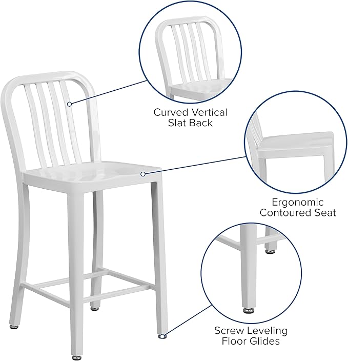 Flash Furniture Commercial Grade 24" High White Metal Indoor-Outdoor Counter - Image 5