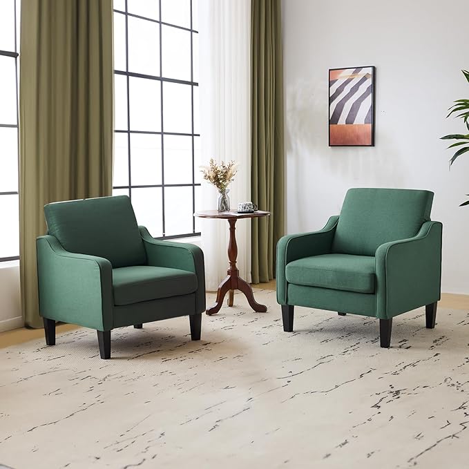 VINGLI Accent Chair for Living Room Chairs Dark Green Reading Chair for Bedroom - Image 9