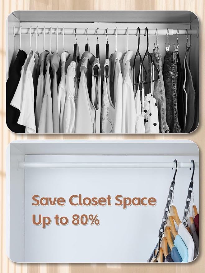 HOUSE DAY Space Saving Hangers Black, 16 Pack, Smart Closet Organizer Space - Image 3