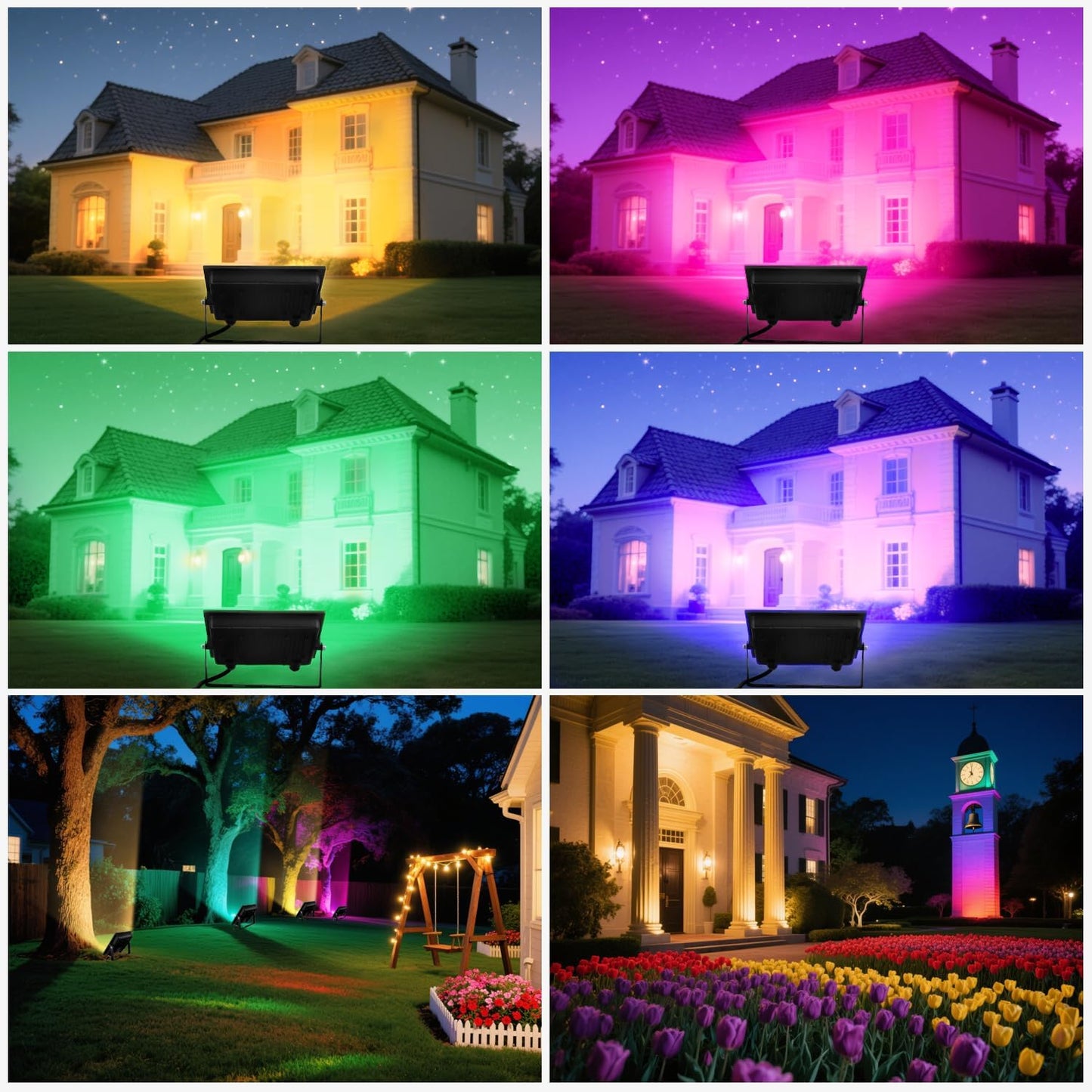 LED Flood Light Outdoor, 50W Color Changing RGB Flood Light, IP66 Waterproof Outdoor Landscape Lights Stage Lights, 5000LM Uplighting for Party, 2Pack