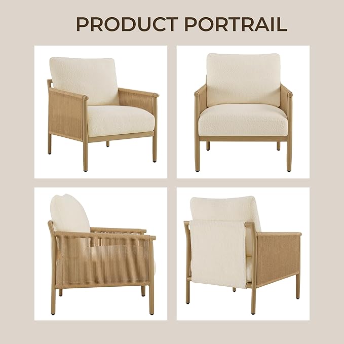 CHITA Accent Chairs Set of 2, Braid Modern Armchair - Image 4
