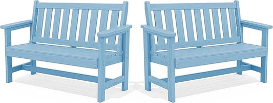 SERWALL Outdoor Bench, HDPE Outdoor Benches Weatherproof, 2-Person Garden Bench by SERWALL