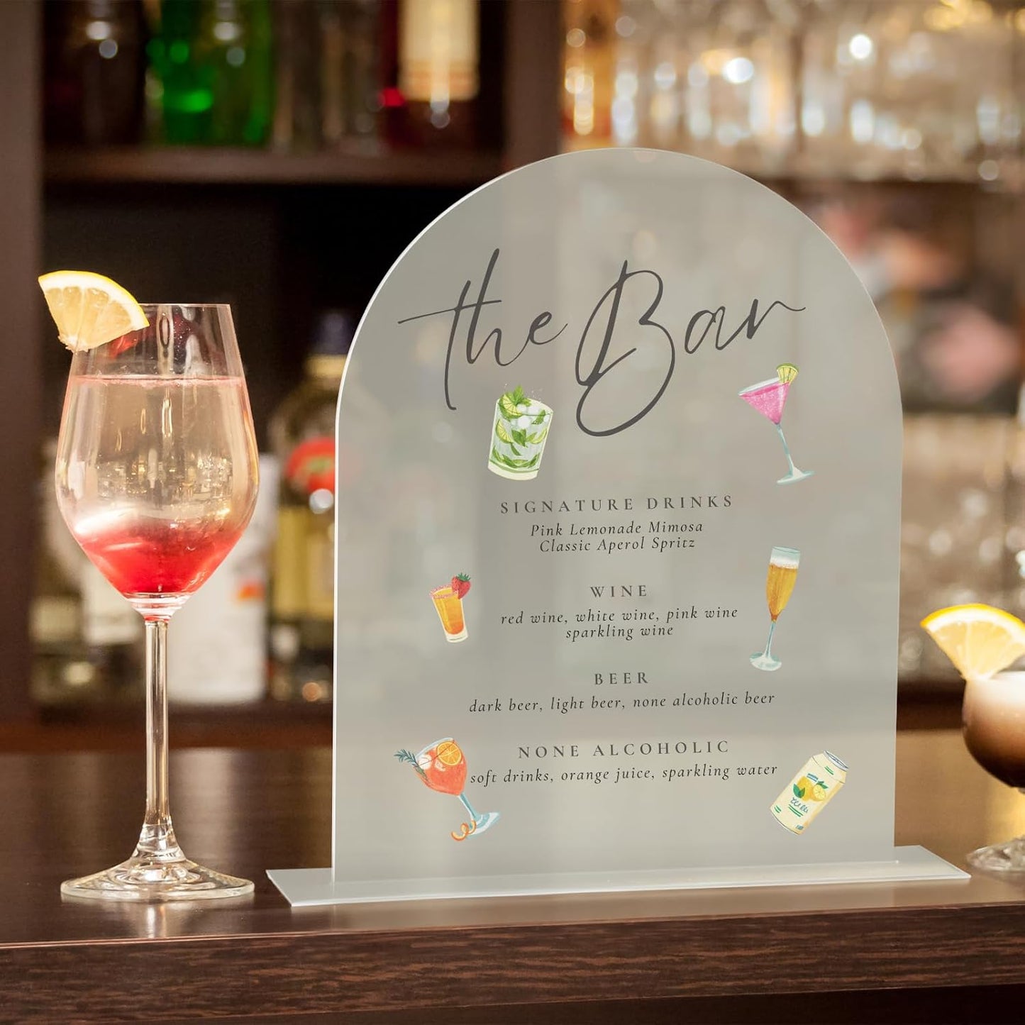 UNIQOOO 10 Pack Acrylic 8x10 Frosted Arch Table Sign for Wedding with Holders, 1/8 in Thick, DIY Blank Arch Sign Sheet Perfect for Decoration, Party,Anniversary, Event, Stand Included