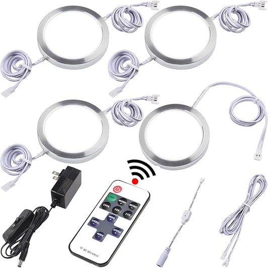 Kitchen Under Cabinet Lights Kit, 120 Volt Wired LED Puck Display Cases Lighting by Lvyinyin
