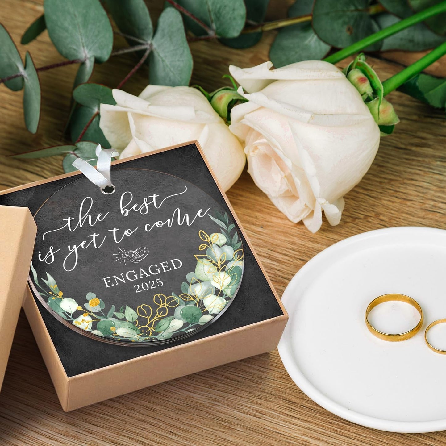 HEXMOZ Engagement Gifts for Couples - Engagement Gift for Newly Engaged Couples, Women, Fiance, Her - Bride to Be Gifts, First Christmas Just Engaged Acrylic Ornament 2025 - Party Decorations