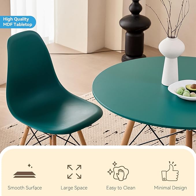 5-Piece Round Dining Table Set, Small 35.5" Kitchen Table Chairs Set of 4 Space - Image 3