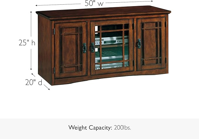 Leick Home 82350 Solid Wood Mission Oak Three Door TV Stand - Image 5
