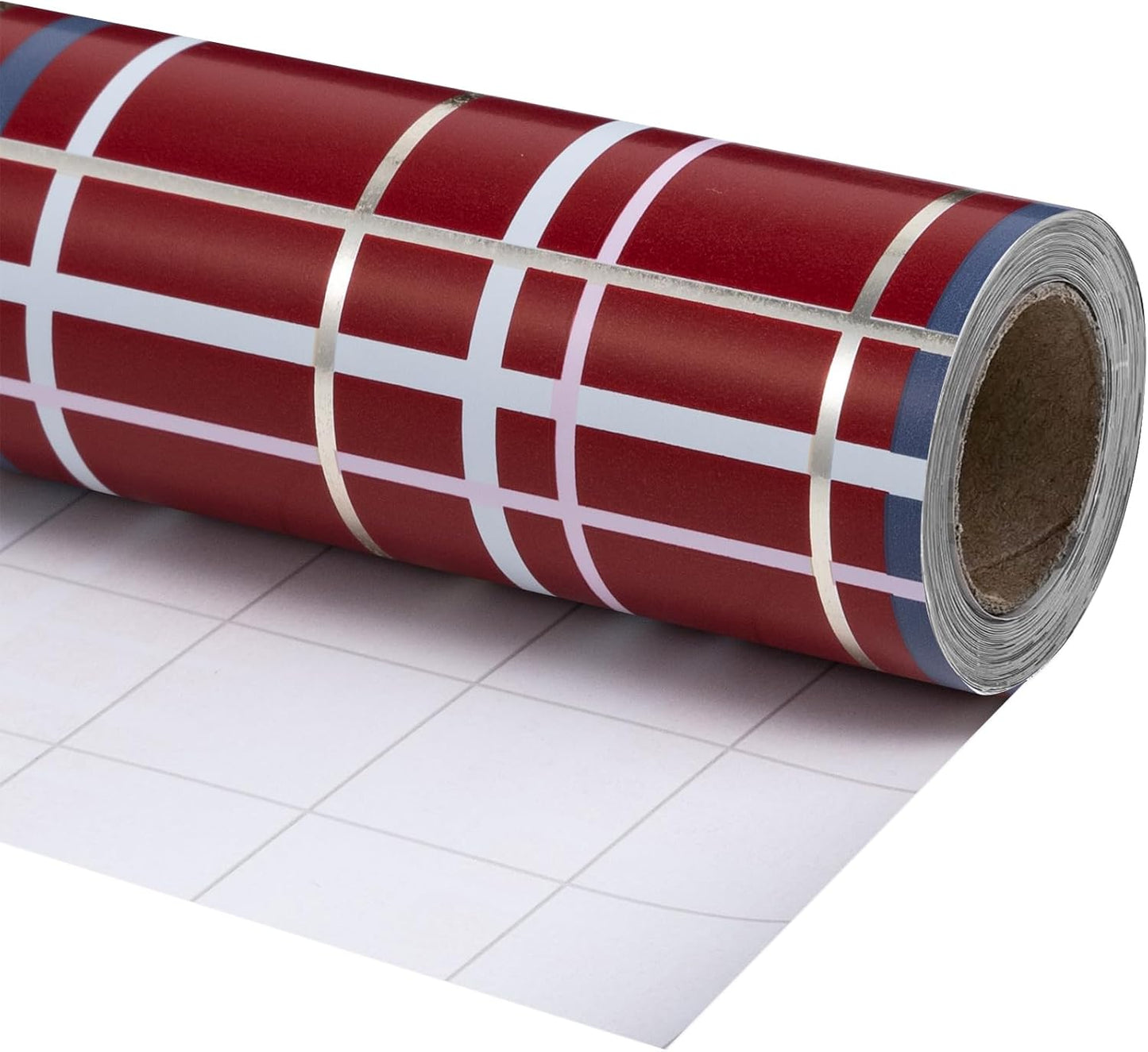 LeZakaa Christmas Red Wrapping Paper Roll, Buffalo Plaid Red for Christmas Winter Holiday Family Gathering, Grid Backing, 17 inches x 32.8 Feet, Mini Roll