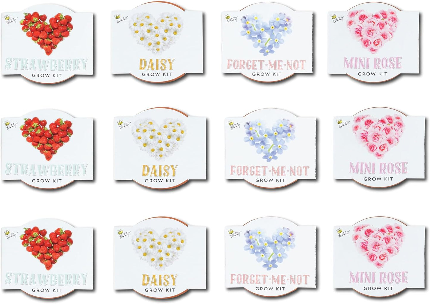 BUZZY Seeds Terracotta Mini Grow Pots Flower Plant Starter Kit – Love Collection Assorted 12-Pack – Indoor DIY Garden Kit – Perfect Wedding Favors, Bridal Shower Gifts & Gardening Gifts