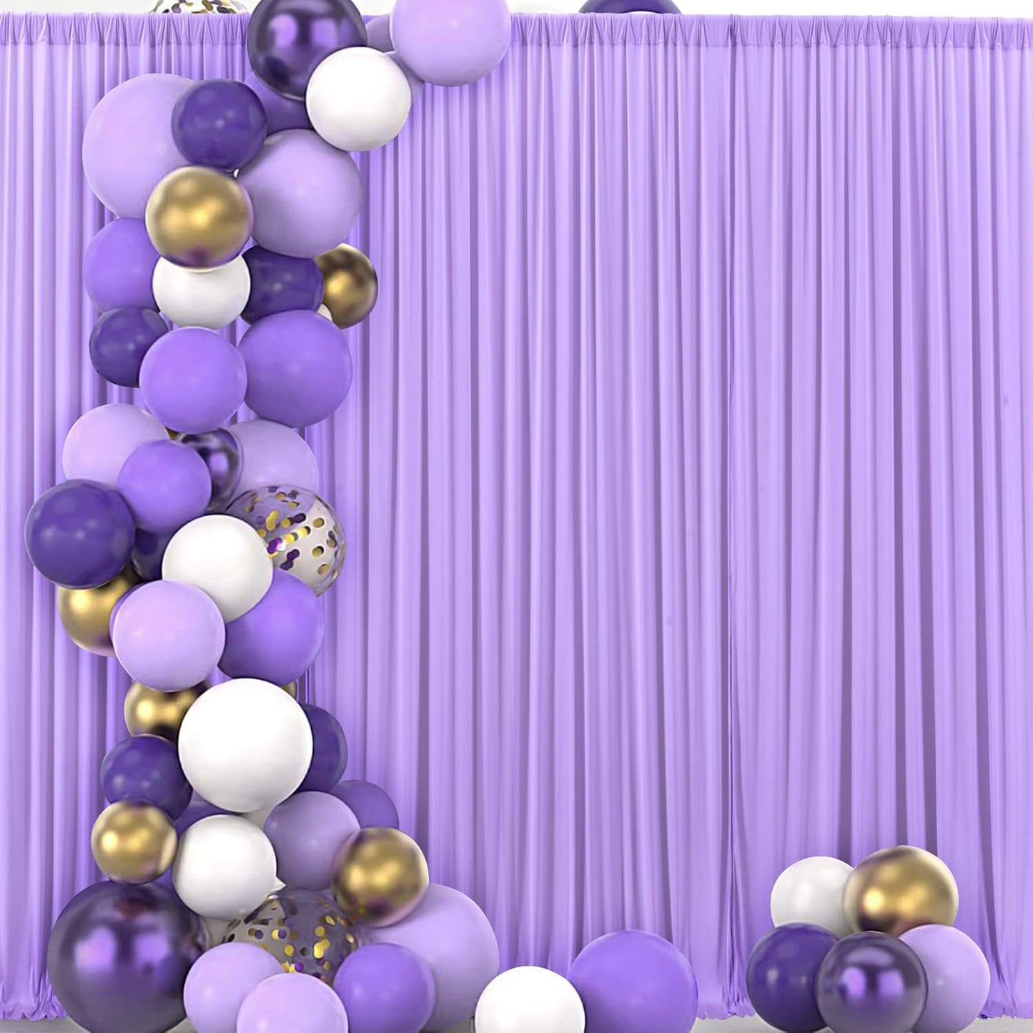 50 ft x 10 ft Wrinkle Free Lavender Backdrop Curtain for Parties, Polyester Light Purple Photo Backdrop Drapes 10 Panels 5x10ft for Baby Shower Photoshoot Wedding Birthday Party Photography Curtains