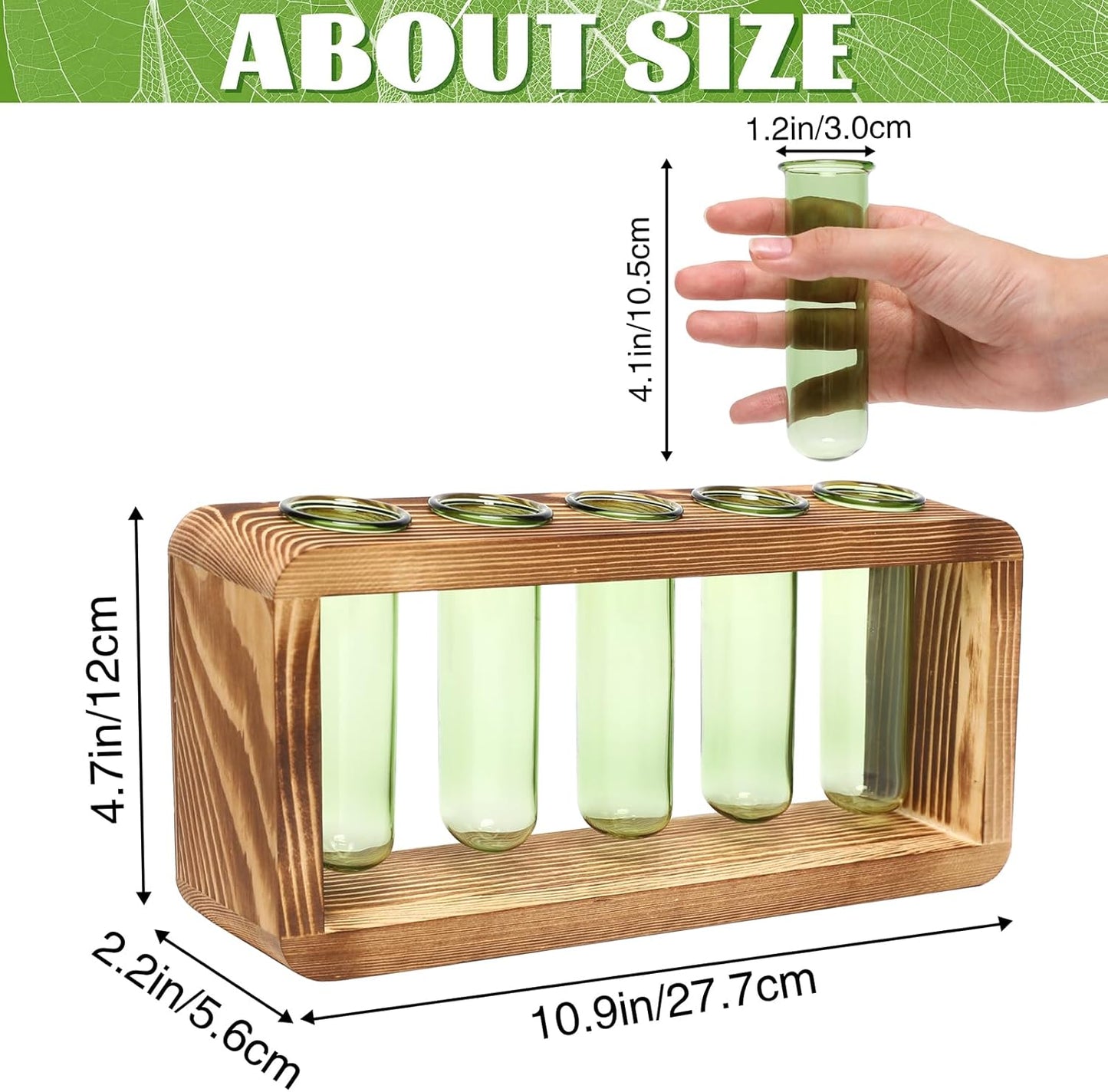 Glass Plant Propagation Station with 5 Test Tubes Colorful Planter Vase Birthday Gifts for Women in Wooden Stand