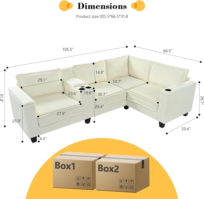 Ball & Cast 105.5" L-Shaped Sectional Sofa Bed - Image 2