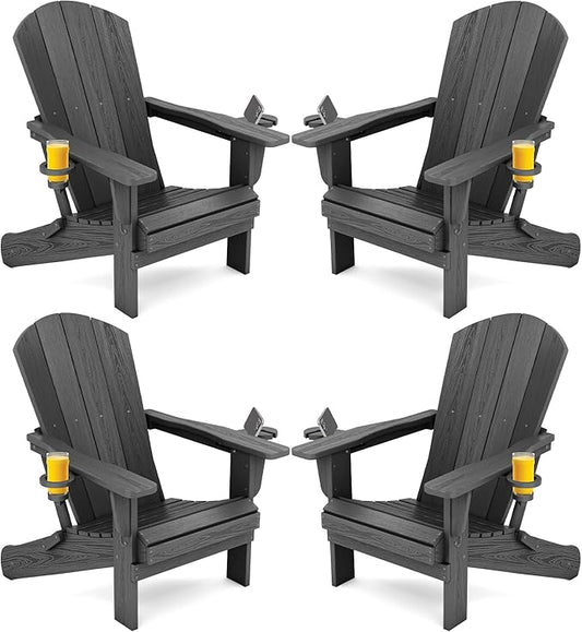 SERWALL Foldable Adirondack Chair Set of 4, HDPE Adirondack Chair by SERWALL