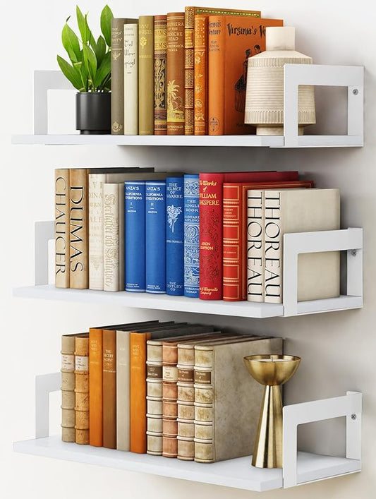 Harwaya White Wall Bookshelf for Kids Room, Small Floating Book Shelf for Teen by Harwaya