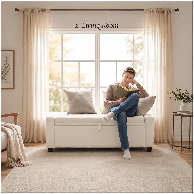 Storage Ottoman Bench for Bedroom, End of Bed Bench - Image 9