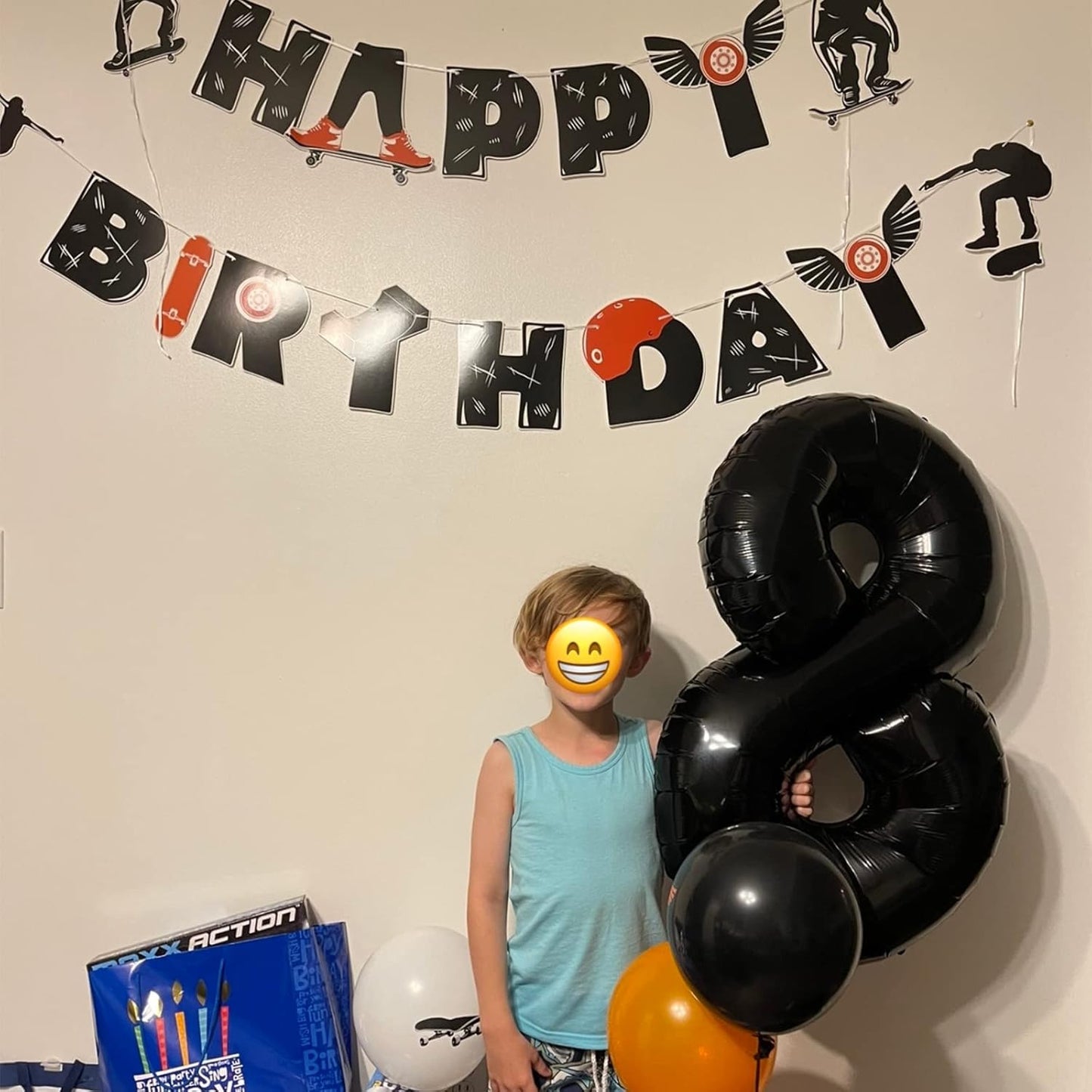 Black Number 8 Balloons, 40 Inch 8th Birthday Foil Balloon for Boys Girls, Giant Self Inflating Helium Mylar Foil Number Balloons 0-9 for Women Men 18th 80th Anniversary Party Decorations Supplies