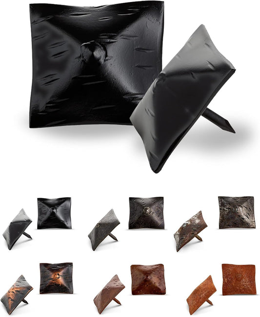 100 Pack 1.5" Square Head Iron Clavos Decorative Nails – Black – Handmade Rustic Square Fasteners for Farmhouse Shutters, Faux Wood Beams, Barn Doors, Shutters, and Gates – Ornamental Wood Accent