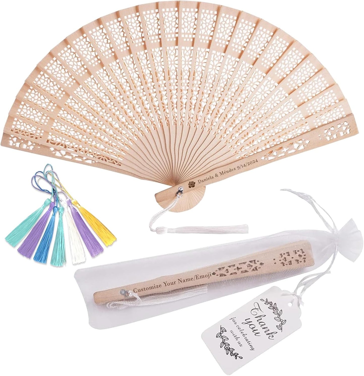 30Pcs Custom Wedding Fans for Guests with Text/Logo, Fans for Wedding Guests, Personalized Hand Fans for Party Bridal Shower Wedding Guest Favors (30)