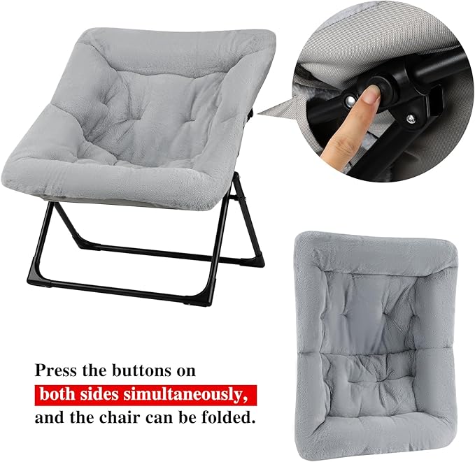Comfy Saucer Chair for Adults, Soft Faux Fur Bedroom Chair, Accent Dorm Chairs - Image 8