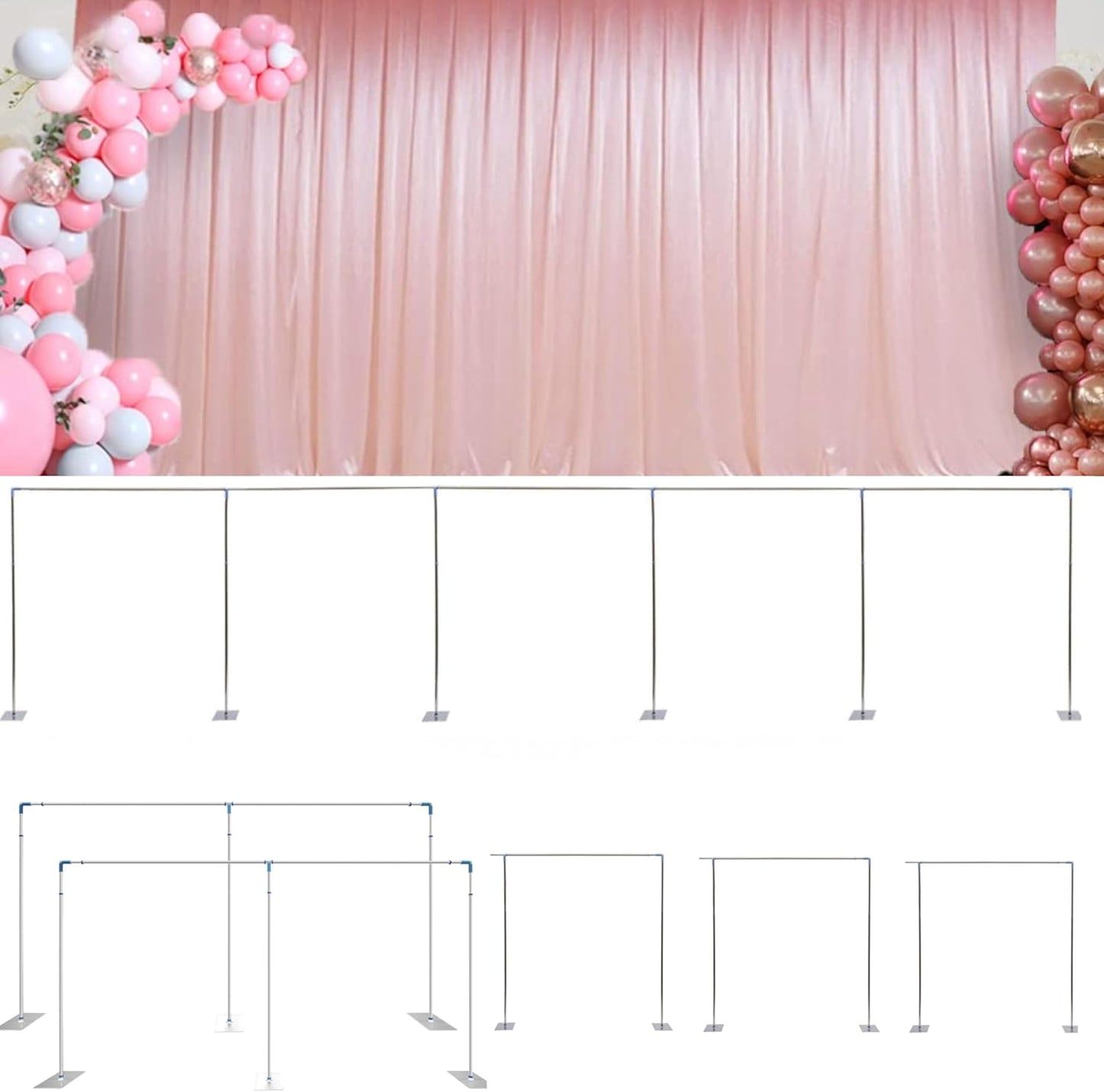 49ft*10ft Adjustable Telescopic Portable Pipe and Drape Backdrop Stand Kit Splitly, Heavy Duty Wedding Party Event Studio Photography Background Support System Trade Show Curtain Frame Stand