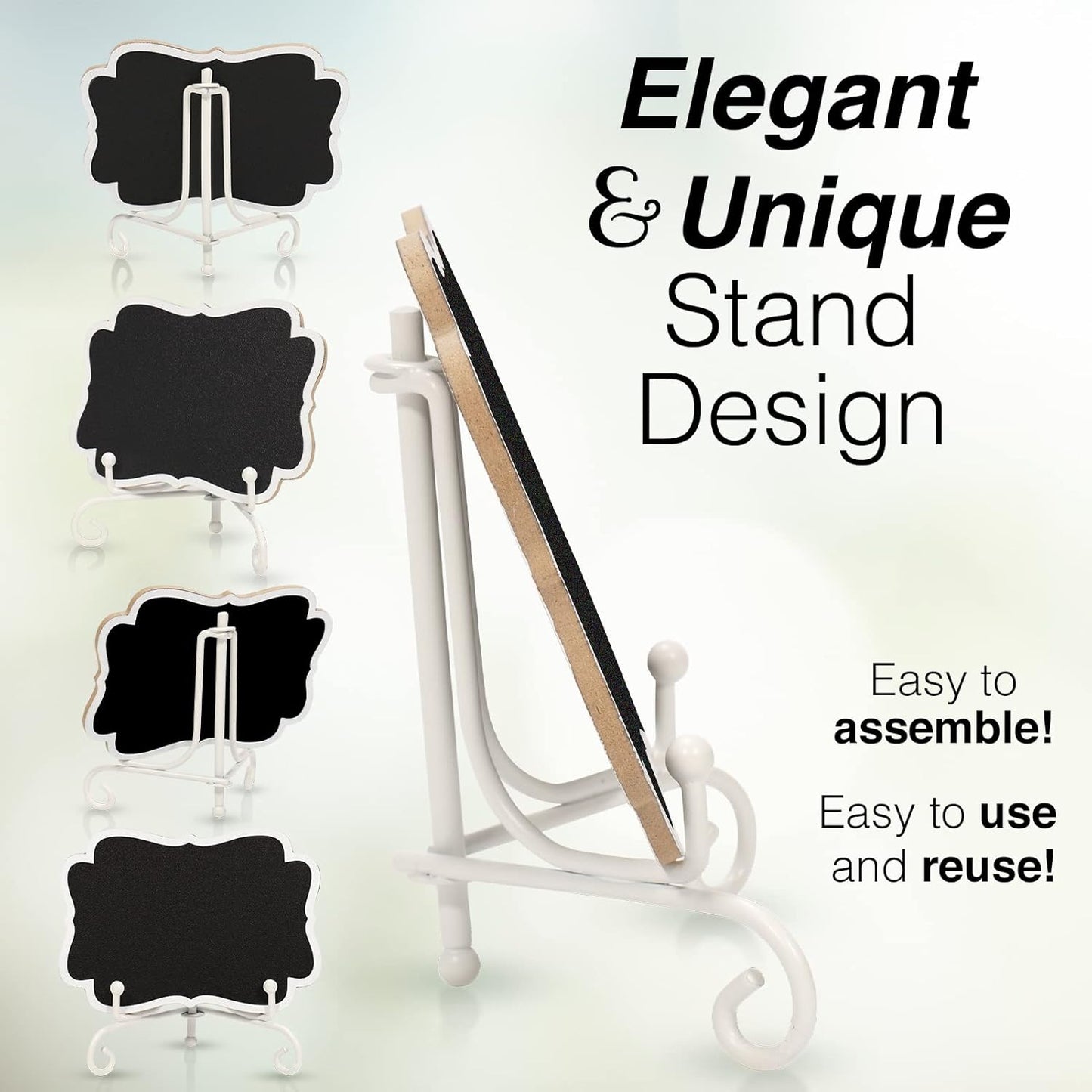 Mini Chalkboard Signs for Food Labels for Party Buffet, Small Place Cards or Name Tags with Iron Stand for Chafing Dish, Mimosa Bar Supplies, Wedding Chalk Board Sign with 2 Pens, 10 Pack White