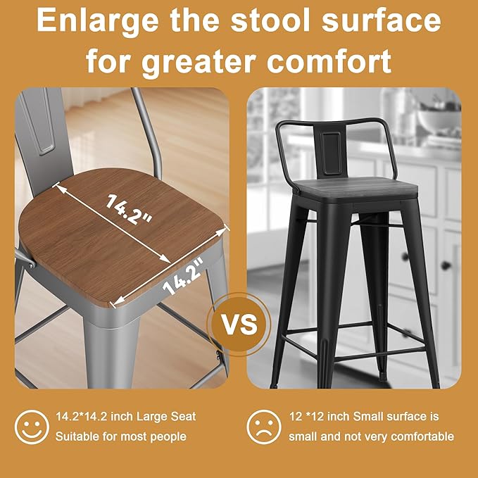Andeworld Metal Bar Stools Set of 4, 26 inch Counter Height Barstools - Image 4