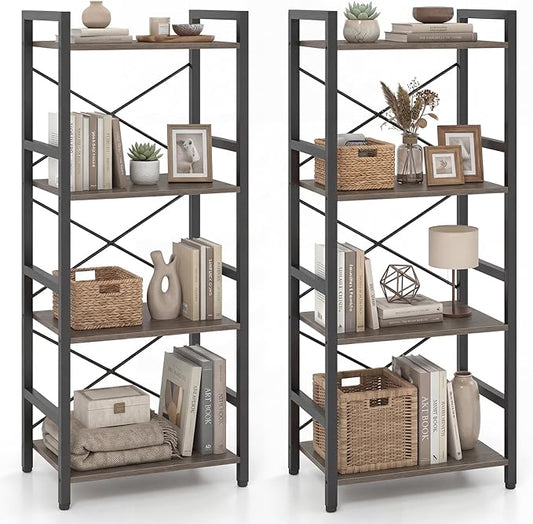 Tangkula 3-Tier Industrial Bookshelf, 16.5" Width Wooden Open Bookcase by TANGKULA