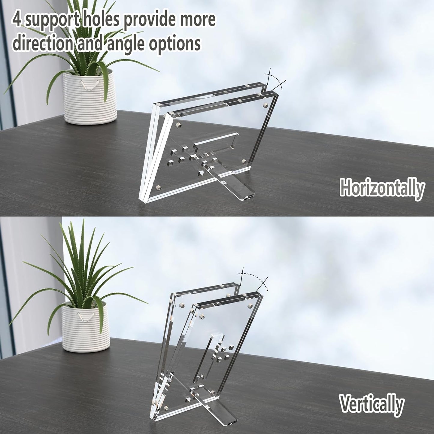 HELPLEX Picture Frames, 6 Pack 8x10 inch Acrylic Picture Frame Clear 8 x 10 Photo Frames Magnetic Picture Frames Ready for Tabletop Display, Effectively Protect Photos from Fading and Yellowing