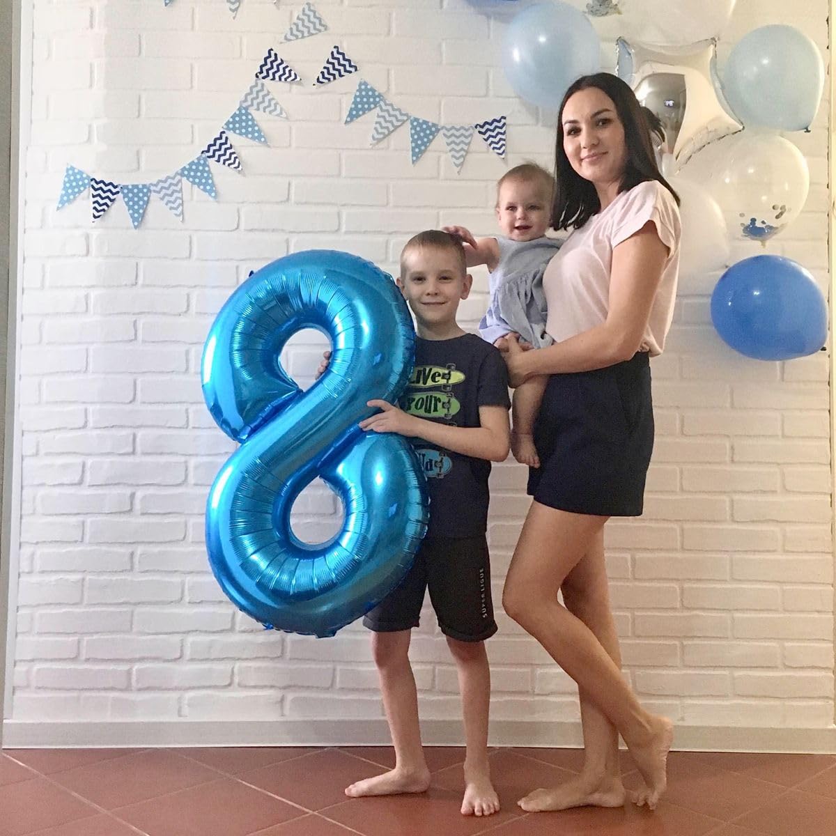 40 Inch Big Dark Blue 8 Balloon Number Foil Helium Number Balloons 0-9 Jumbo Giant Happy 8th 18 28 Birthday Party Decorations for Boy or Girl Huge Mylar Anniversary Wedding Party Supplies