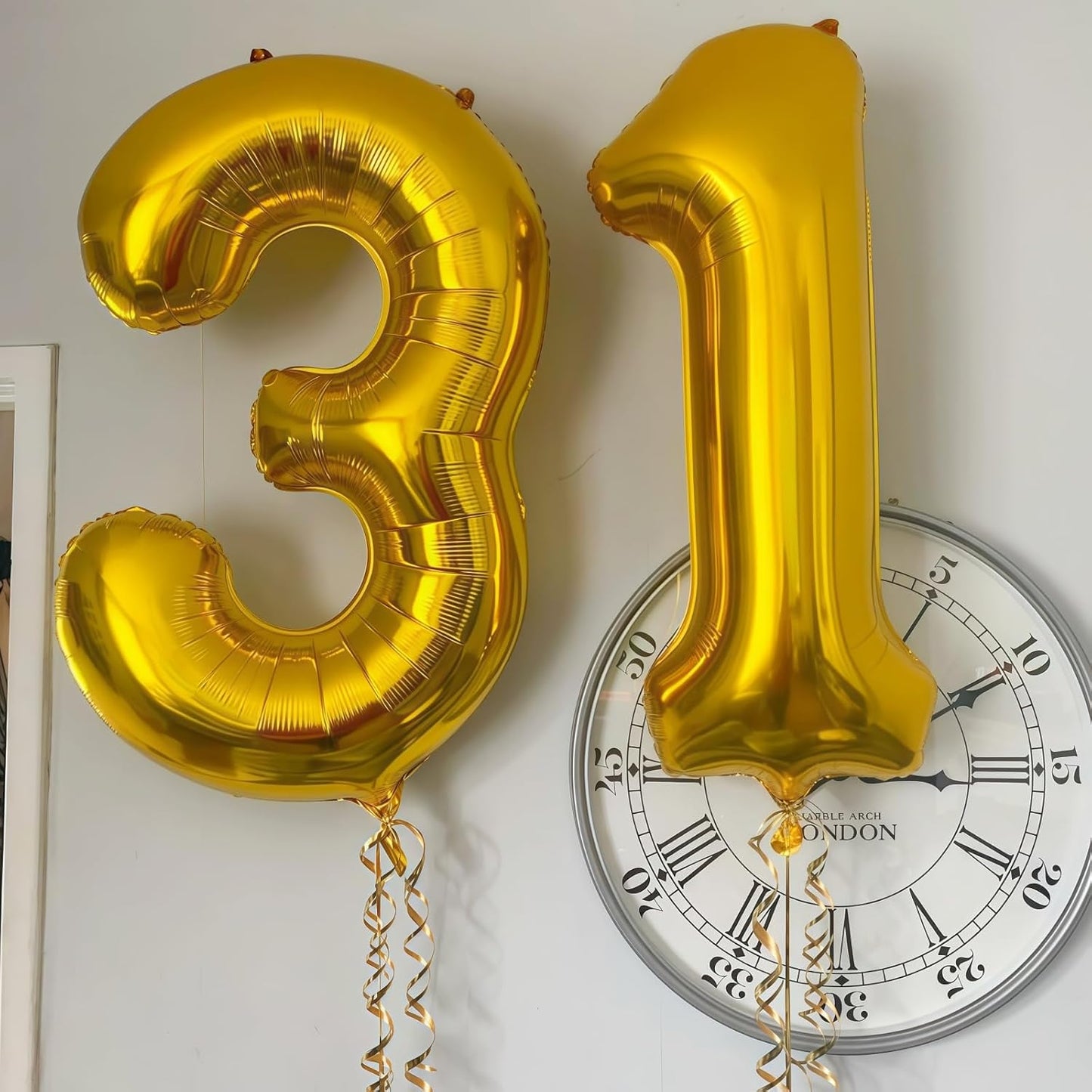 Gold 4 Balloon Number,40 Inch Number 4 Balloon Large Gold 4 Foil Mylar Helium Balloon for Birthday Party Decorations