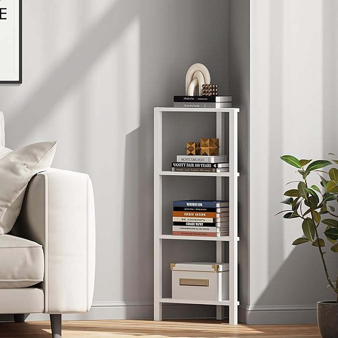 TUTOTAK Corner Shelf, 4-Tier Corner Bookshelf - Image 5