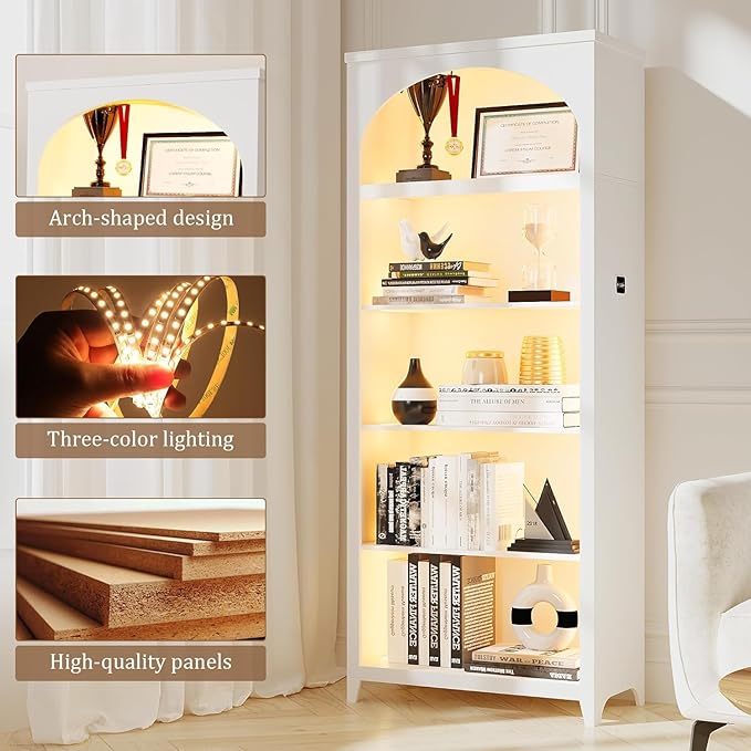 Dystler 5-Tier Arched Bookshelf - Image 8