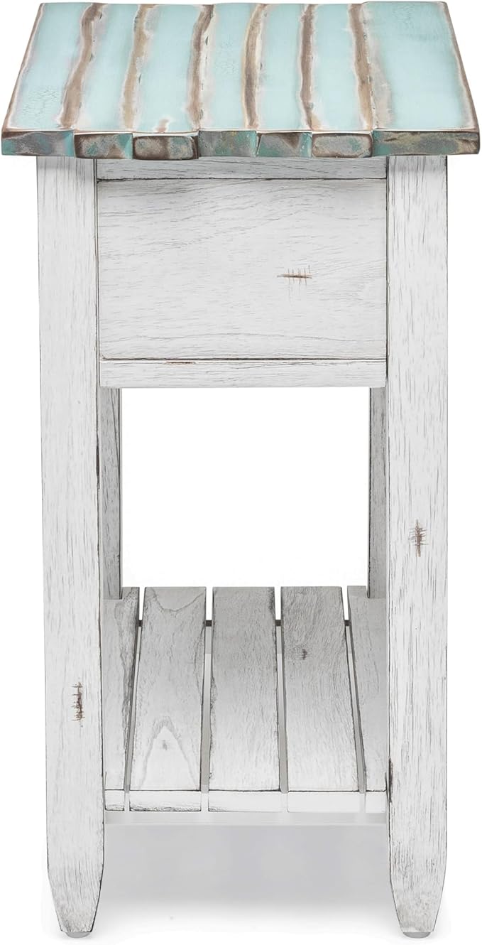 Sea Winds Trading Picket Fence Chairside Table Kiln-Dried Solid Wood Distressed - Image 4