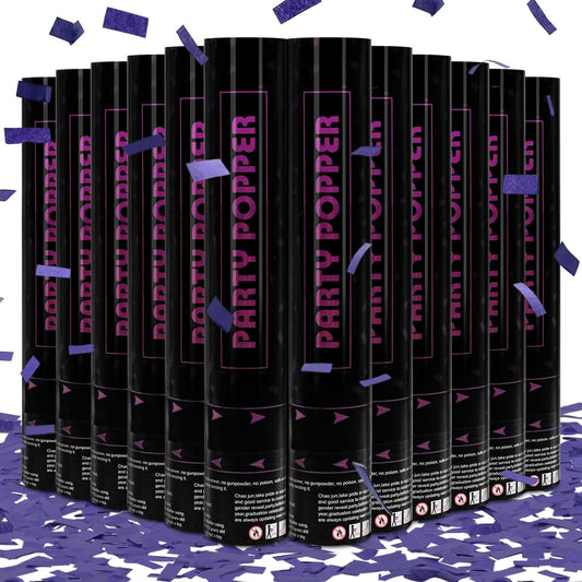 Confetti Poppers Purple Confetti Cannon 12 Pack Party Poppers Biodegradable12 inch Wedding Party Confetti Bulk Streamer Confetti Cannon Launches up to15-25ft for Christmas Birthday Graduation New Year