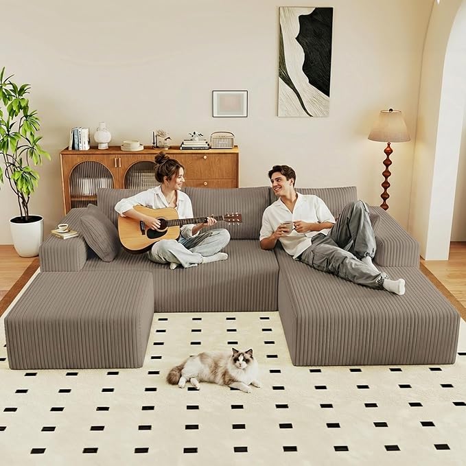 95" Cloud Sectional Couch U-Shaped Chaise - Image 6