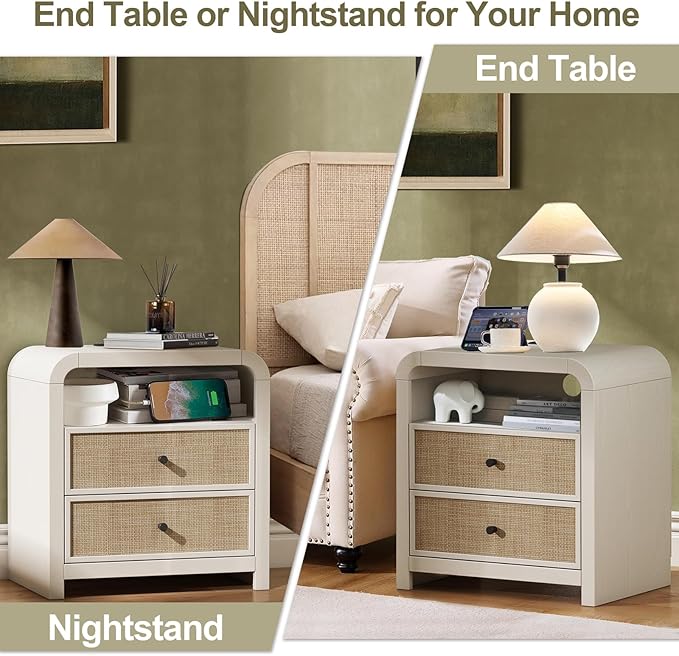 Oak&Sparrow Rattan Nightstand Set of 2, 23.6'' Rattan End Table - Image 8