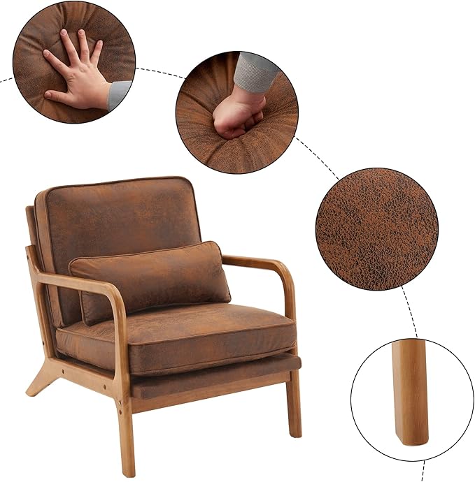 VINGLI Cozy Living Room Chairs, Microfiber Rustic Accent Chairs Set of 2 - Image 4